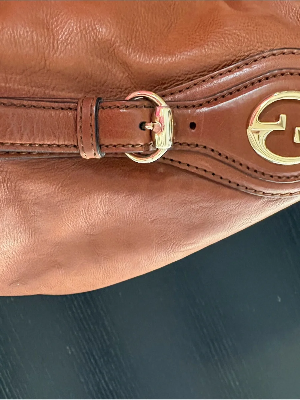 Gucci Tan Brown Leather Hobo Bag